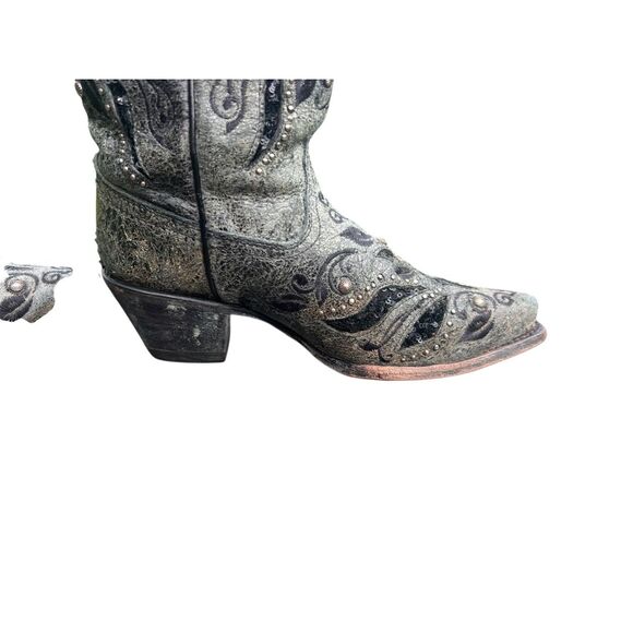 Corral woman’s 7 black gray inlay studded sequin cowboy festival boots gorgeous - Picture 3 of 12